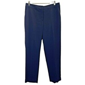 St. John Caviar Pants Womans Size 12 Emma Straight Leg Trouser Navy Blue